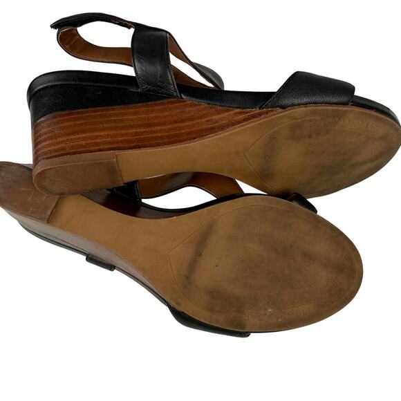 Franco Sarto Women's Dori Wedge Sandals Leather Black Size 9 - Picture 7 of 8